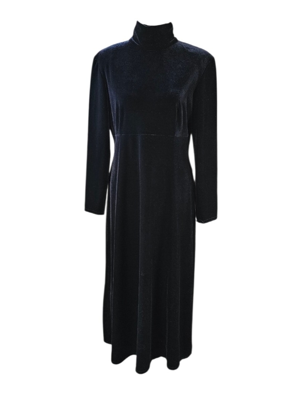 K.C. Spencer Vintage Black Velvet Turtleneck Maxi Dress Gothic USA Size 12